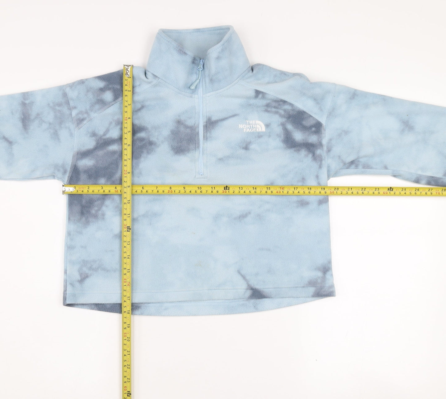 The North Face Women's Blue Tie Dye 1/4 Zip Fleece Sweatshirt M