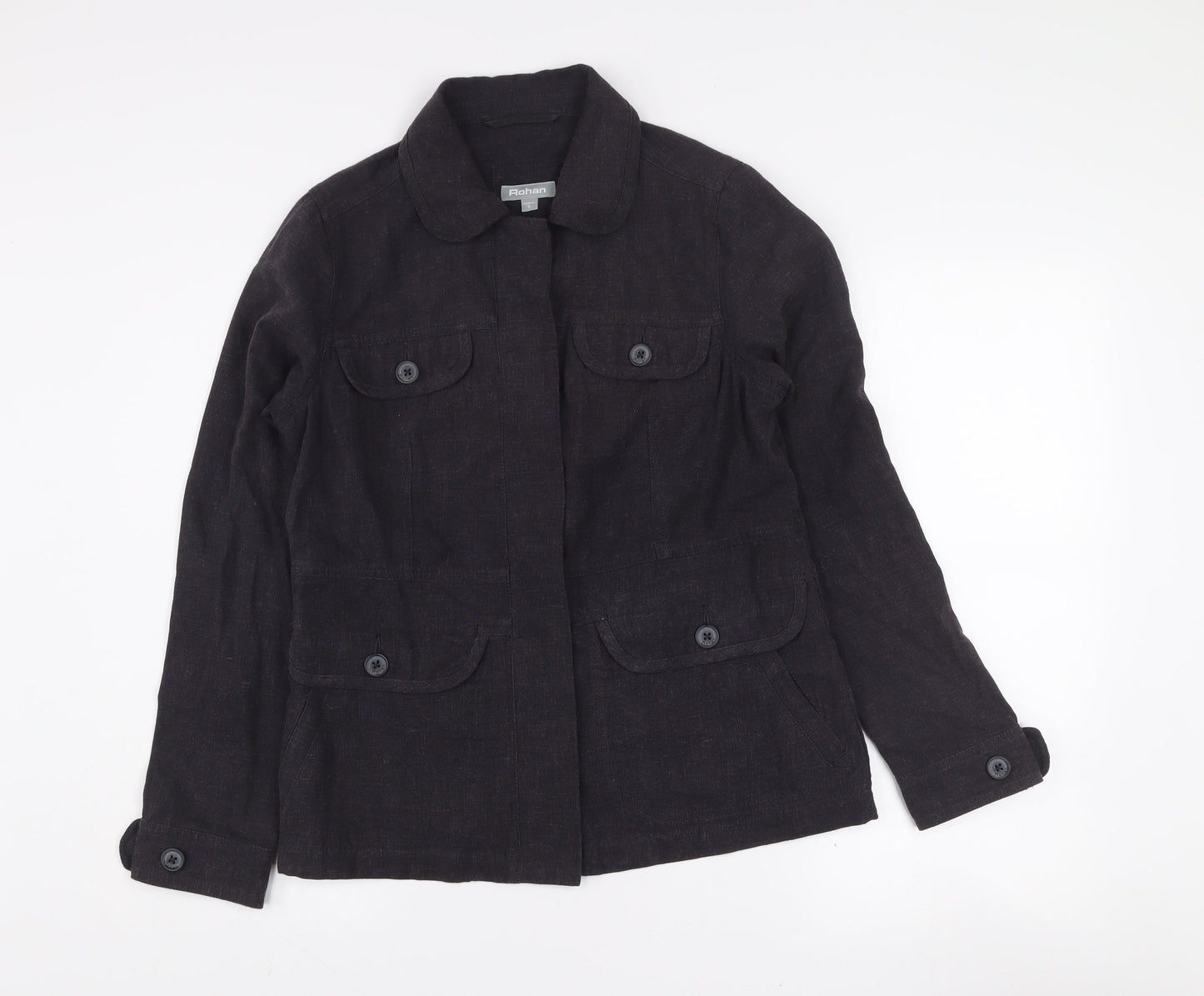 Rohan Unisex Black Linen Blend Long Sleeve Button-Up Shirt S