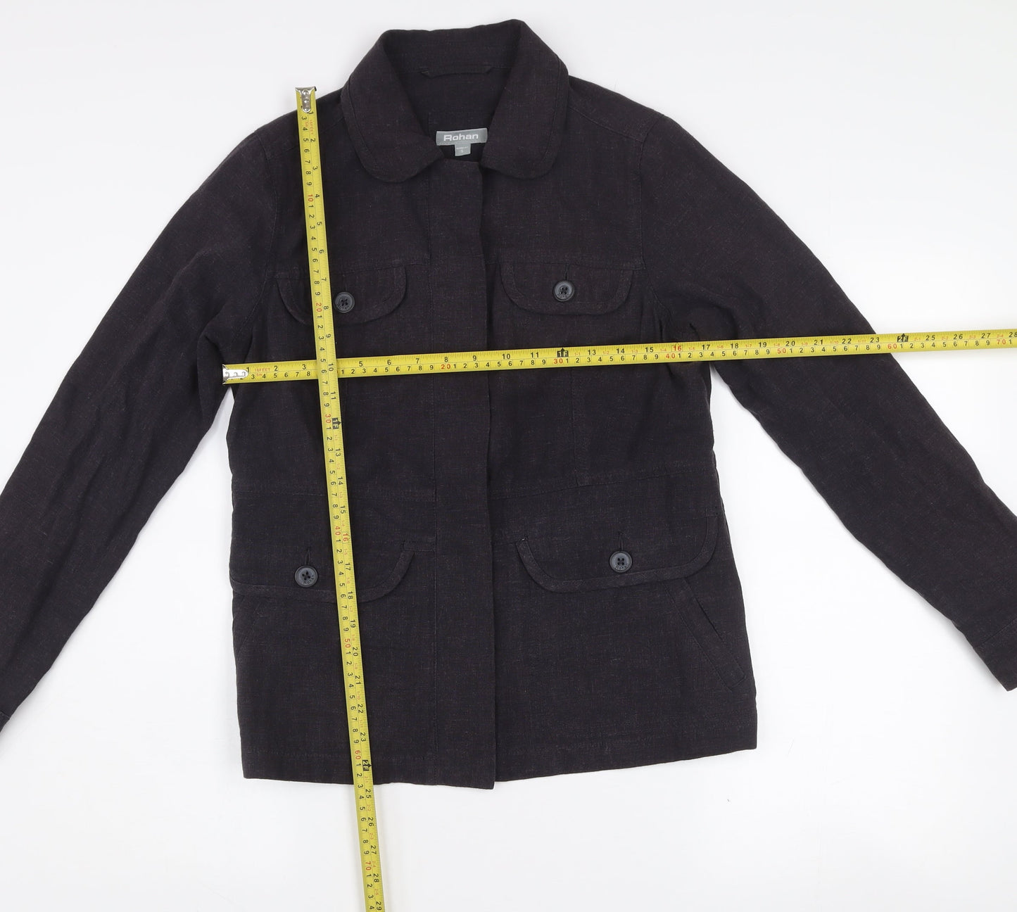 Rohan Unisex Black Linen Blend Long Sleeve Button-Up Shirt S