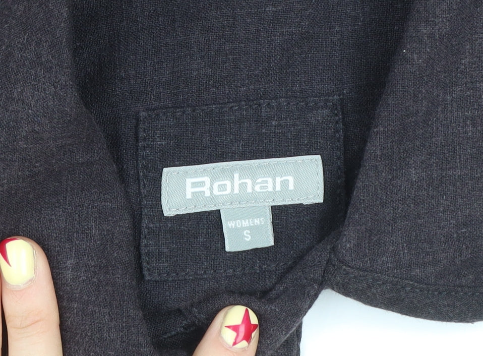 Rohan Unisex Black Linen Blend Long Sleeve Button-Up Shirt S