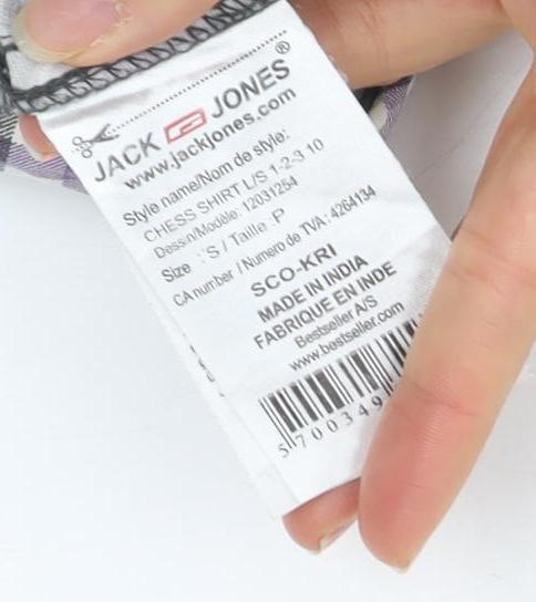 Jack & Jones Men’s Purple Check Long Sleeve Button-Up Shirt Size L