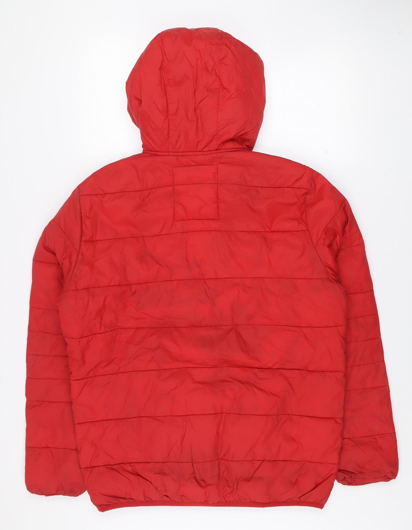 Jack & Jones Mens Red L Puffer Jacket Hooded Lightweight Zip Fasten