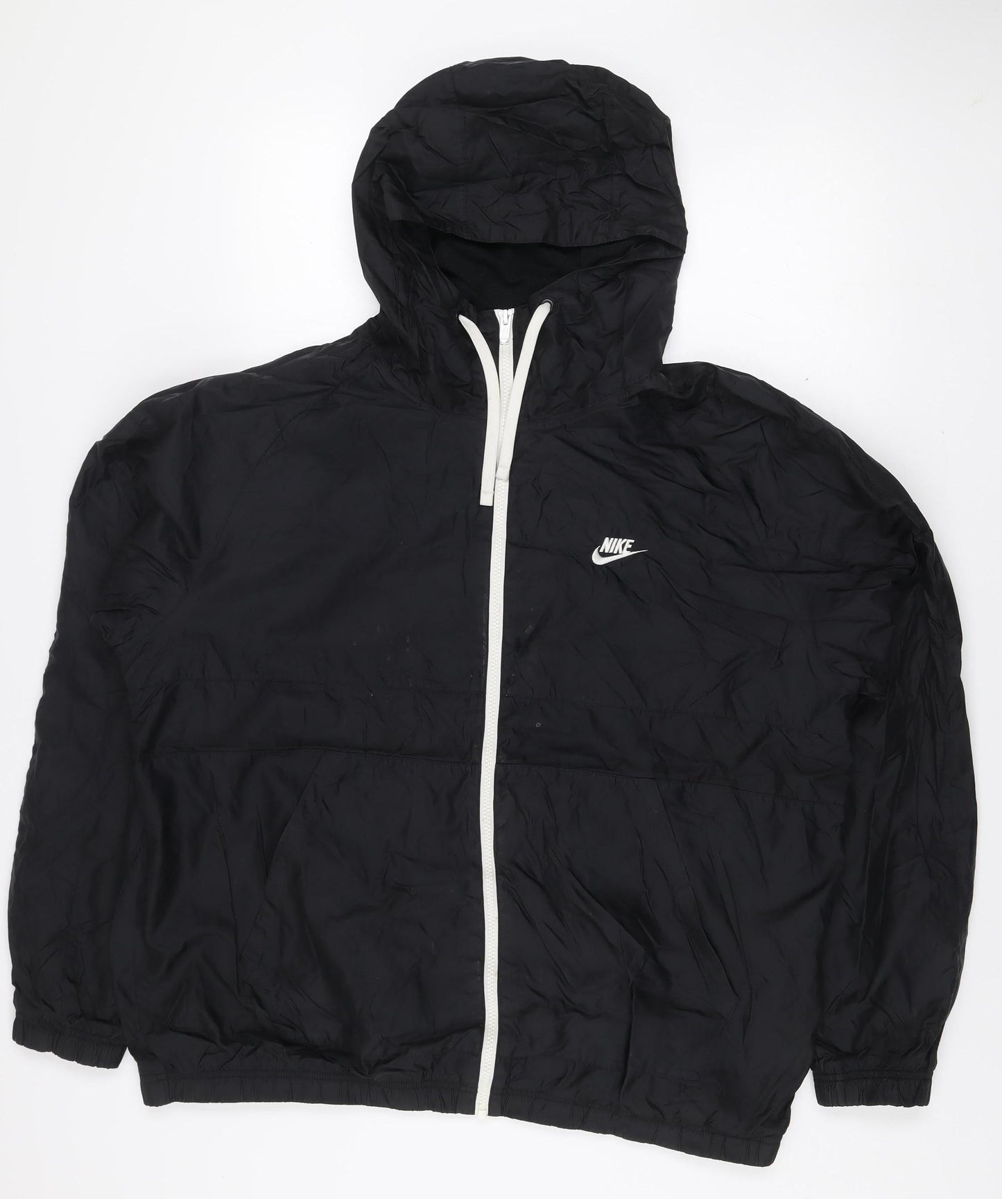 Nike Men's Black XL Windbreaker Hooded Full Zip Jacket