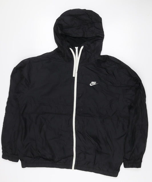 Nike Men's Black XL Windbreaker Hooded Full Zip Jacket