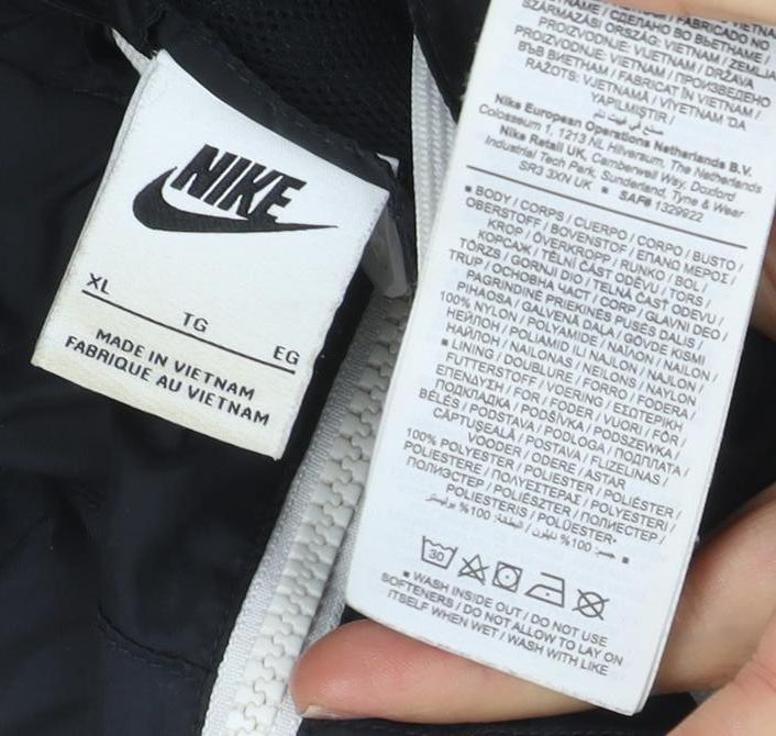 Nike Men's Black XL Windbreaker Hooded Full Zip Jacket