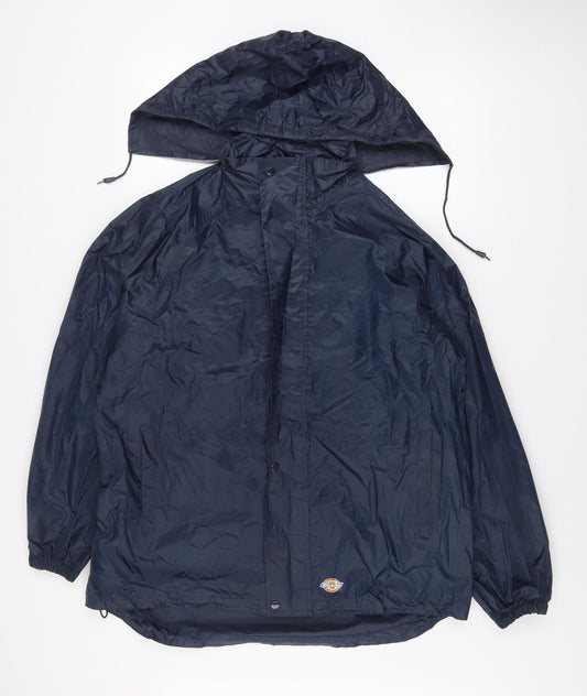 Dickies Men Blue M Hooded Windbreaker Jacket Water Resistant