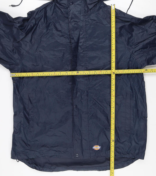 Dickies Men Blue M Hooded Windbreaker Jacket Water Resistant