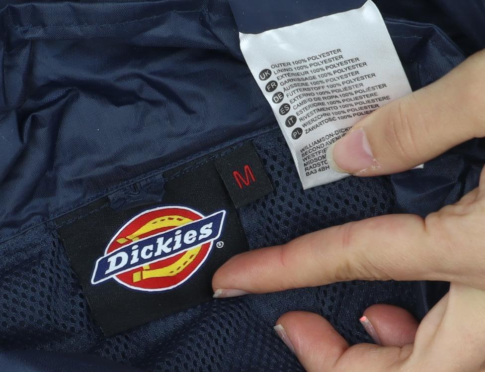 Dickies Men Blue M Hooded Windbreaker Jacket Water Resistant