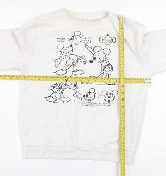 Disney Women's Ivory Mickey Mouse Graphic Pullover Sweatshirt Size 10/12
