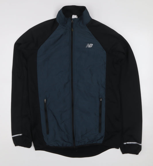 New Balance Men's Black Blue Windbreaker Jacket S Reflective Sportswear