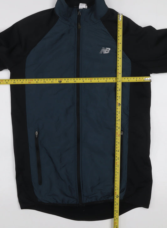 New Balance Men's Black Blue Windbreaker Jacket S Reflective Sportswear