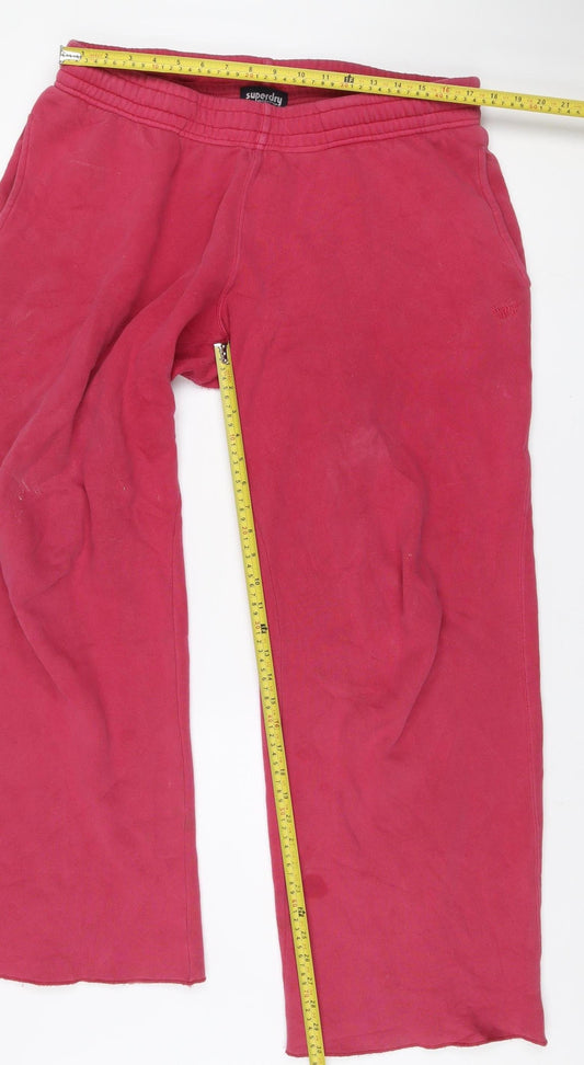Superdry Womens Pink Fleece Sweatpants Size 16 Regular Fit