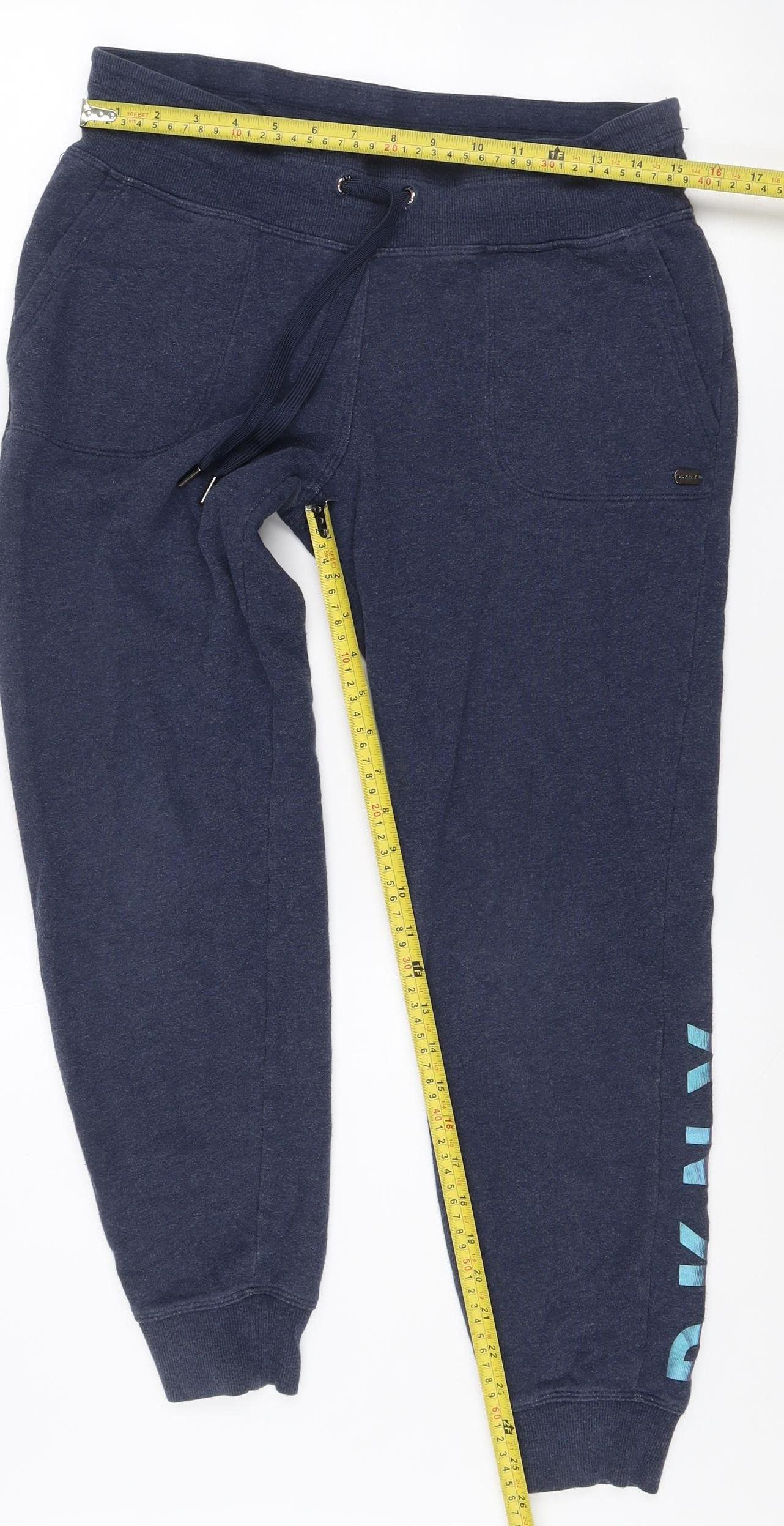DKNY Women Blue Jogger Sweatpants M Cotton Blend Tapered Fit