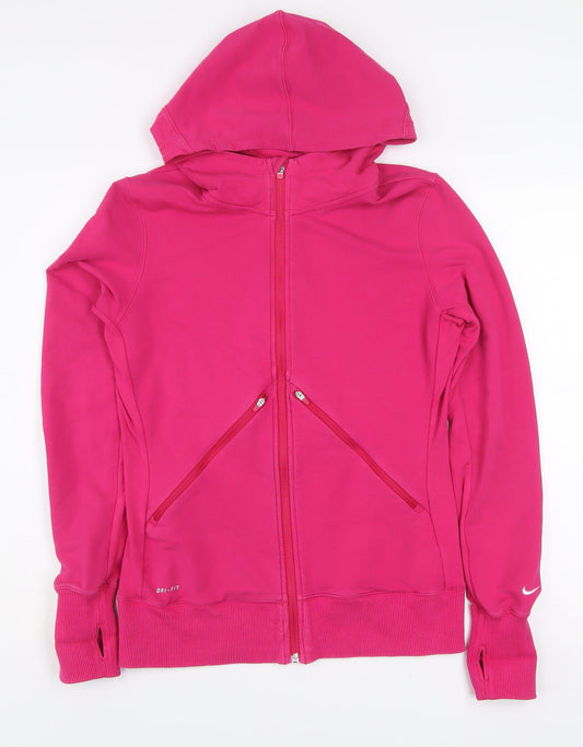 Nike Women’s Pink Full Zip Dri-FIT Hoodie Sweatshirt M