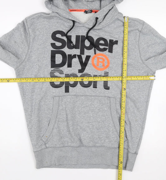 Superdry Mens Grey Sport Pullover Hoodie Size L