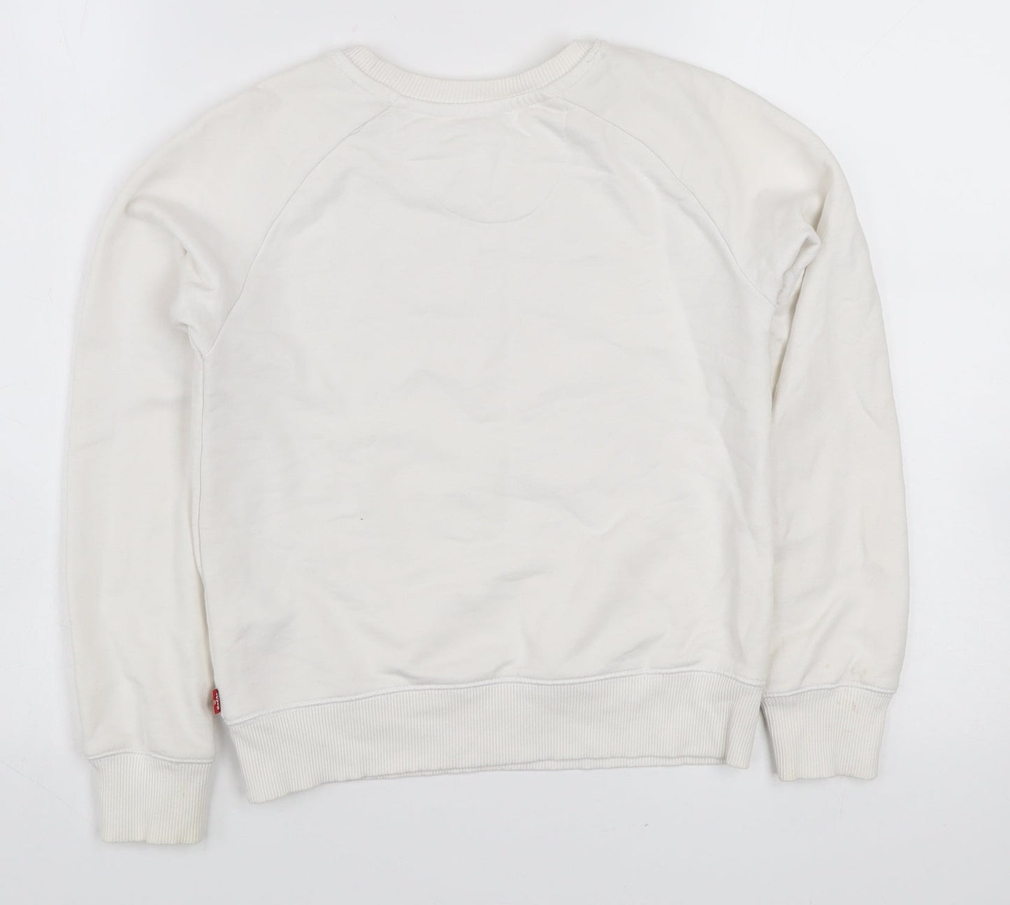 Levi's Boys White Crew Neck Sweatshirt 10 Years Cotton Blend Logo Print