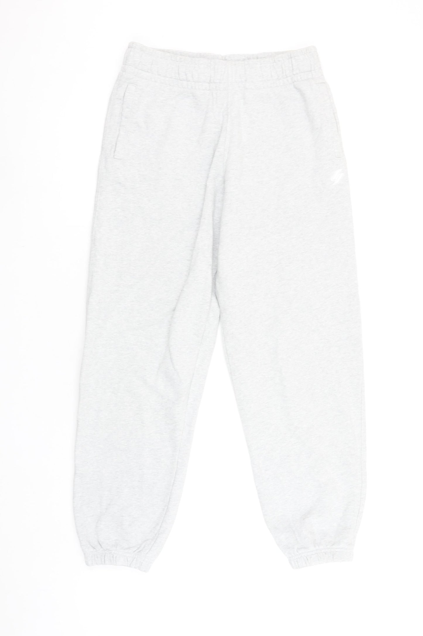Superdry Women’s Grey Cotton Jogger Trousers UK 8 Regular Fit