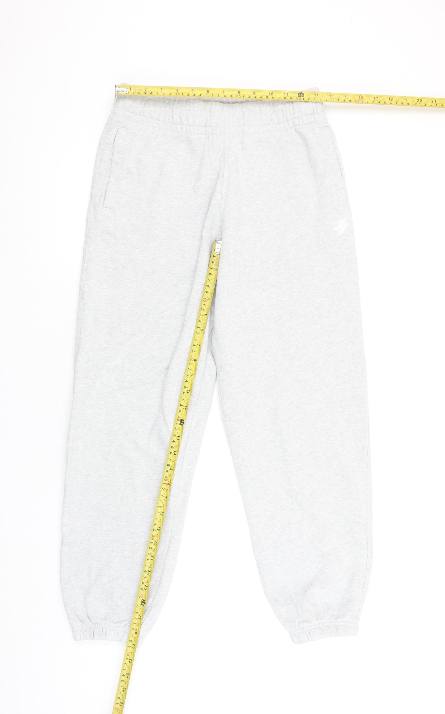 Superdry Women’s Grey Cotton Jogger Trousers UK 8 Regular Fit