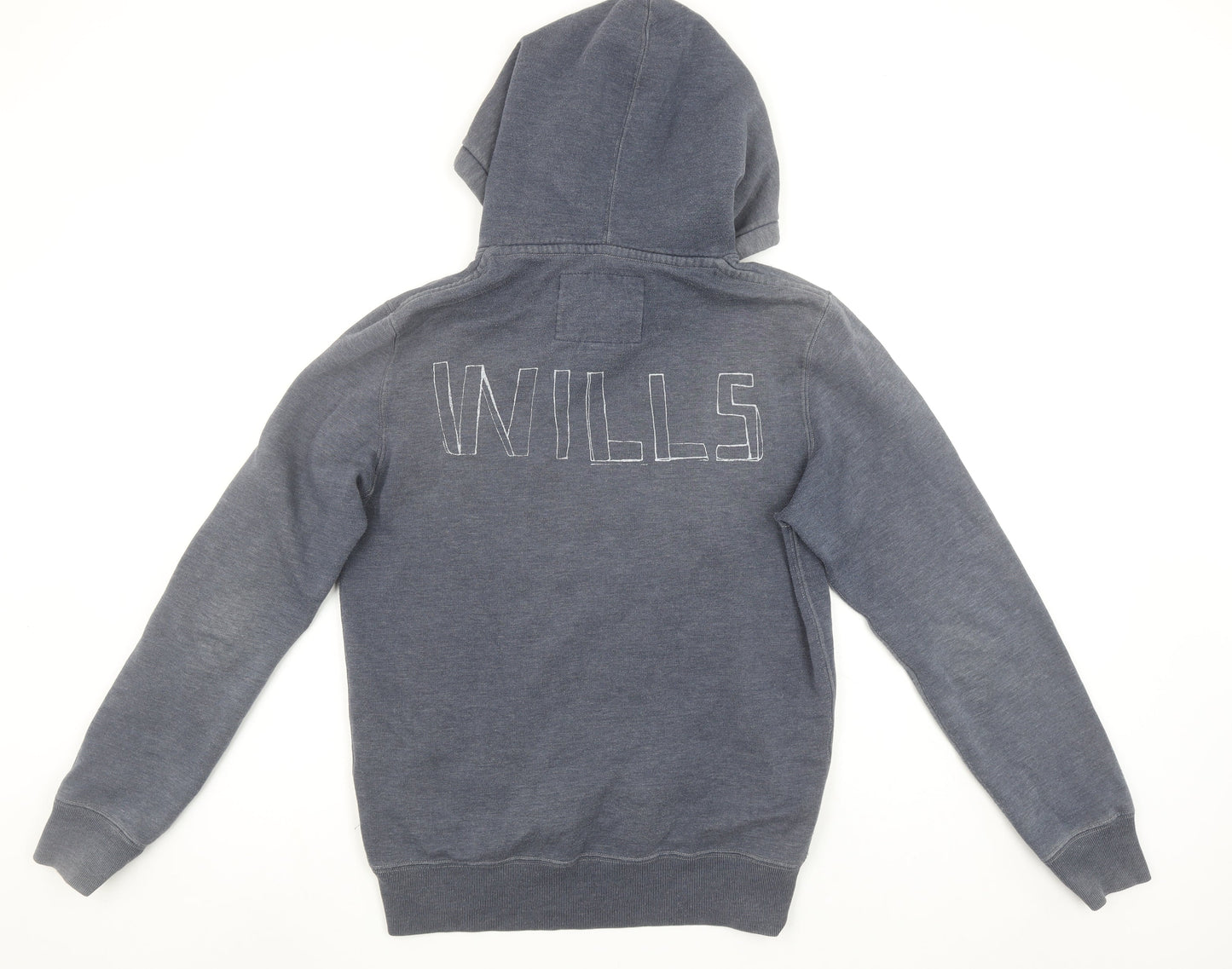 Jack Wills Men's Blue Pullover Hoodie S Logo Embroidered Fleece