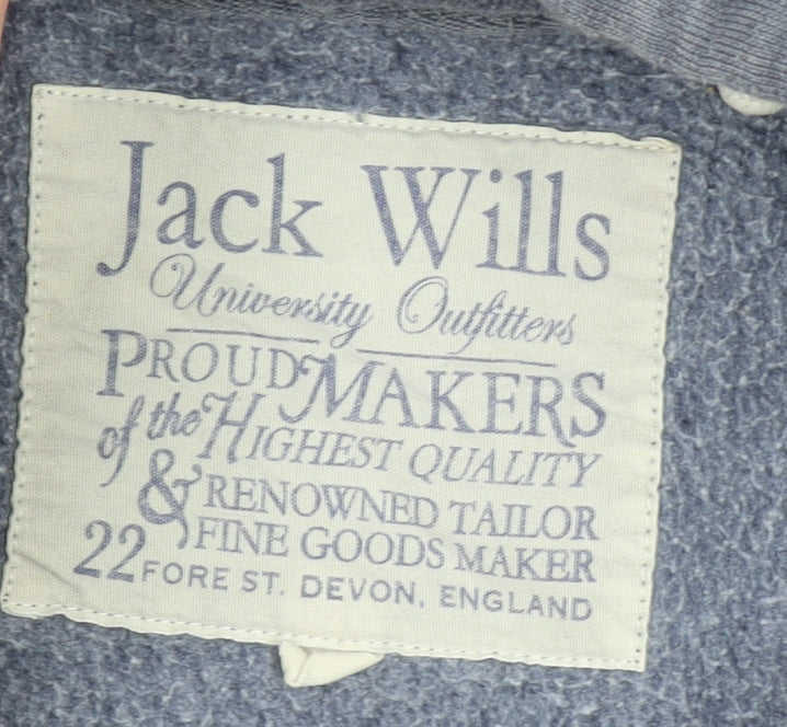 Jack Wills Men's Blue Pullover Hoodie S Logo Embroidered Fleece