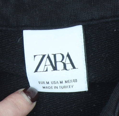 Zara Men's Black Collared Henley Sweatshirt Size M