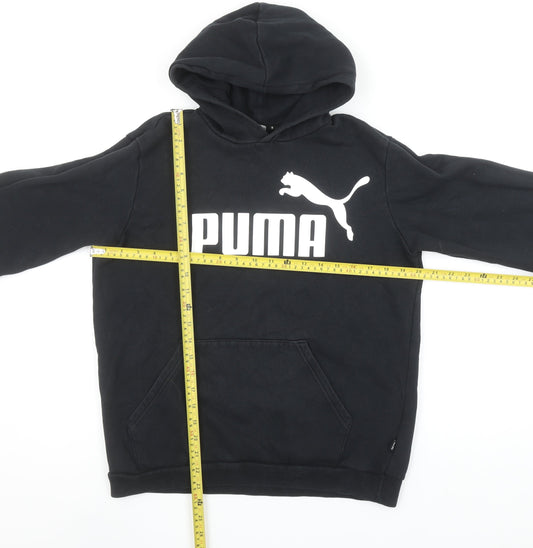 Puma Boys Black Pullover Hoodie 15-16 Years Logo Graphic Cotton Blend