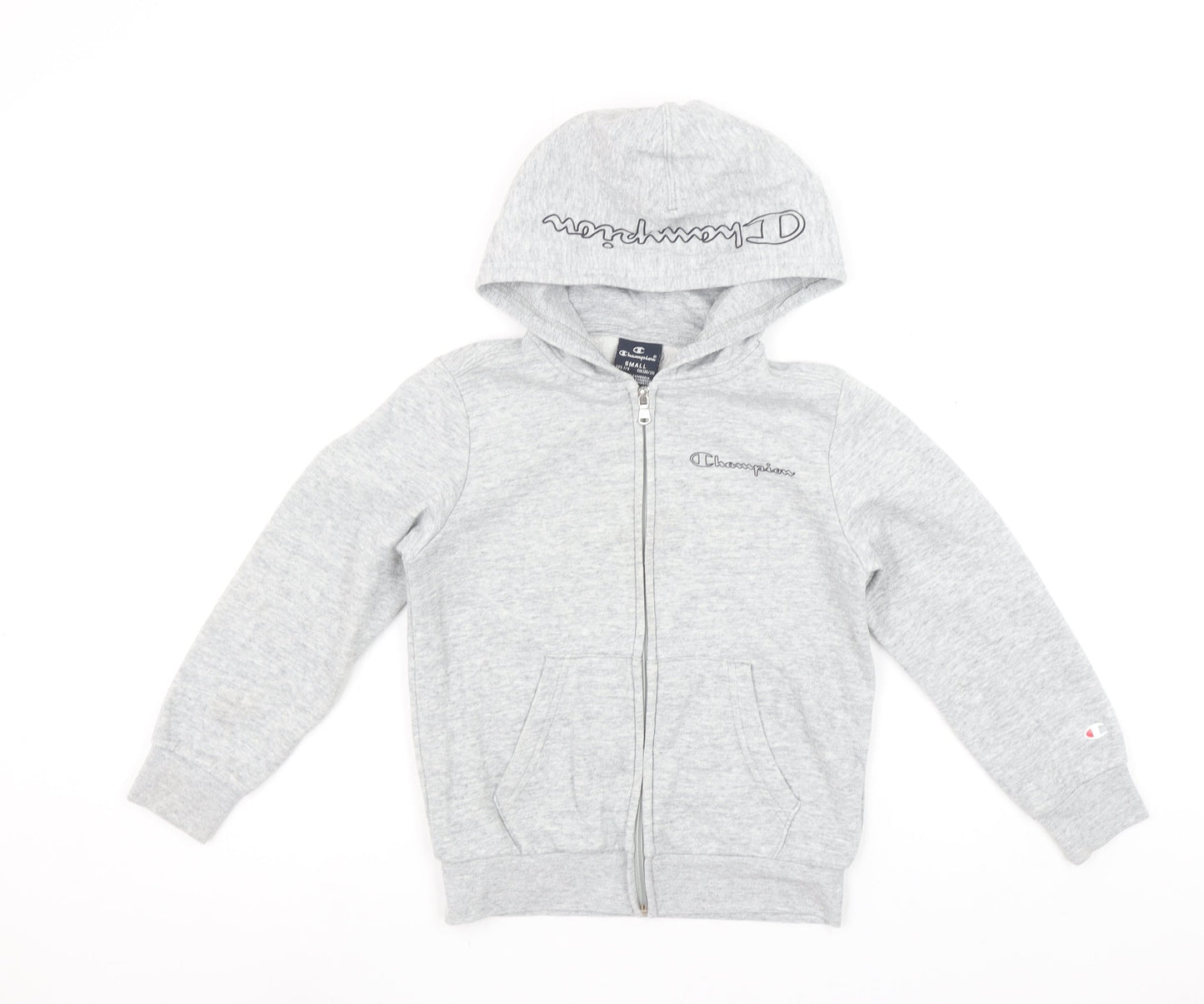 Champion Girls Grey Full Zip Hoodie Size 7-8 Years Sports Style