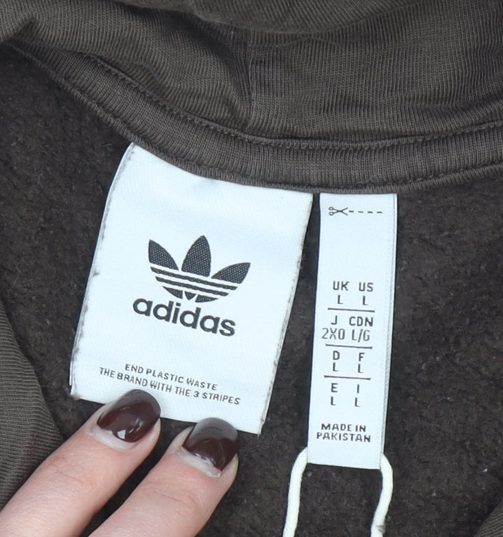 Adidas Men's Brown Pullover Hoodie L Fleece Cotton Blend