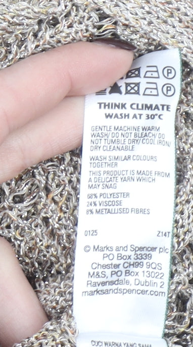 Marks and Spencer Women’s Beige Metallic Knit Midi Slip Dress XS