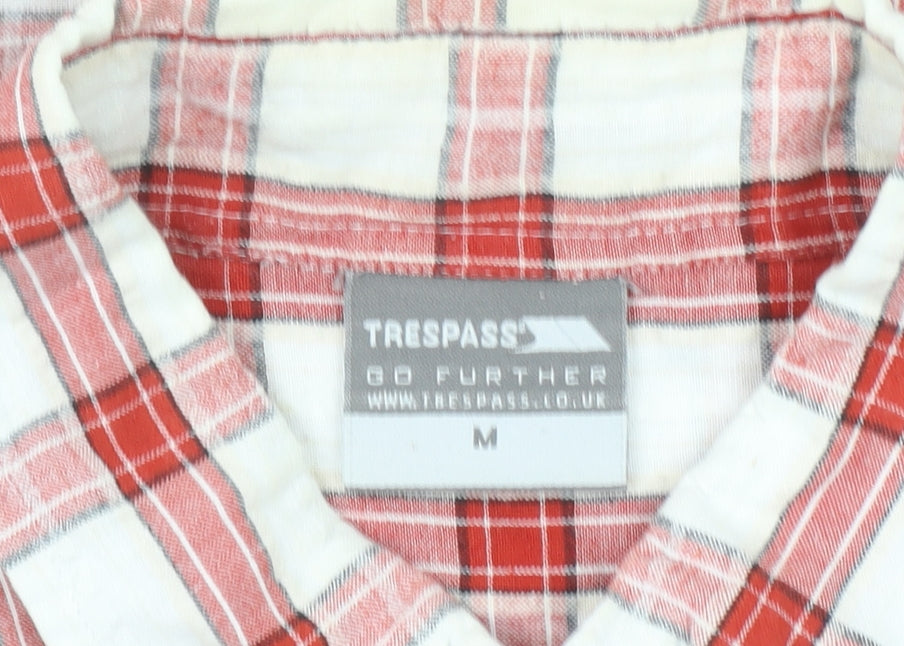 Trespass Mens Red Check Short Sleeve Cotton Button-Up Shirt M