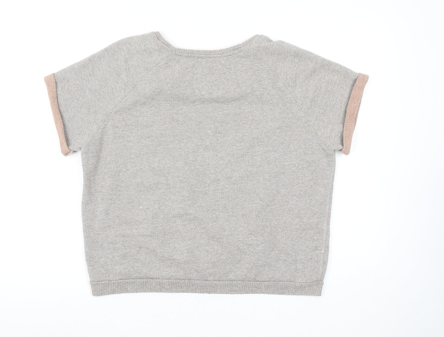 Superdry Women Grey Osaka 6 Short Sleeve Pullover Sweatshirt Size L