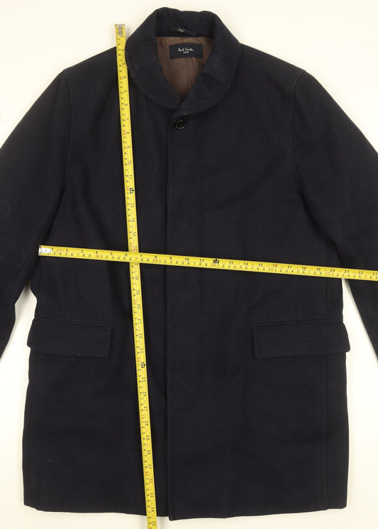 Paul Smith Men’s Blue Wool Overcoat L Classic Mid-Length