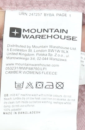 Mountain Warehouse Women Pink Fleece Pullover Sweatshirt M 1/2 Zip