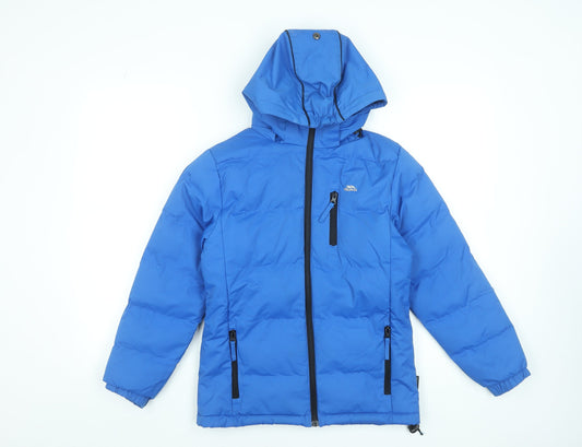 Trespass Boys Blue Waterproof Hooded Puffer Jacket 9-10 Years Winter Coat
