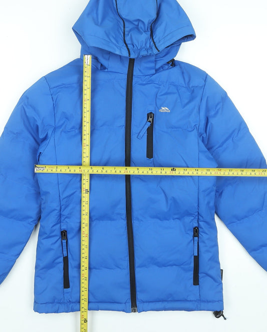 Trespass Boys Blue Waterproof Hooded Puffer Jacket 9-10 Years Winter Coat