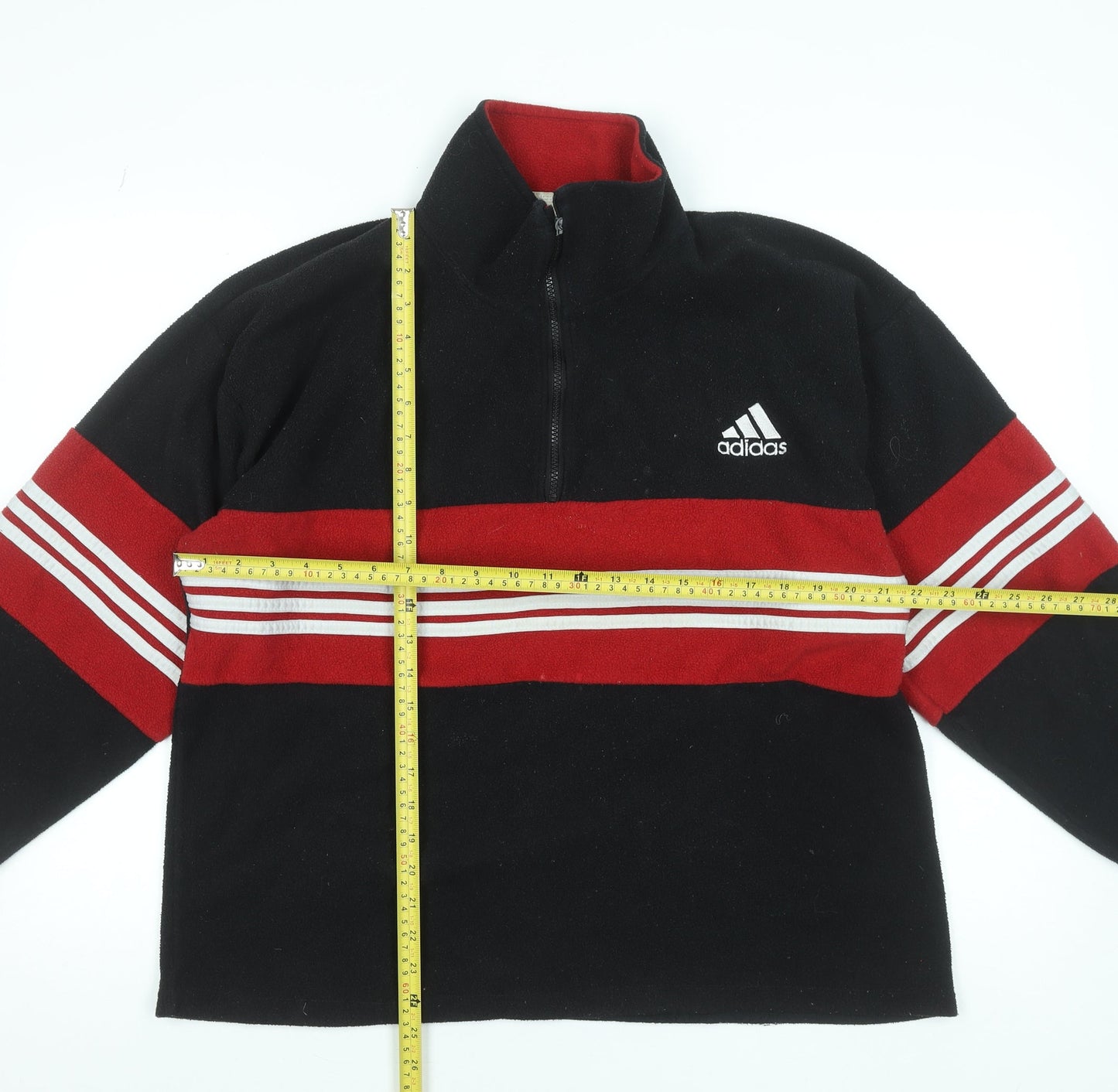 Adidas Mens Black Red 1/2 Zip Fleece Sweatshirt L Sports Pullover