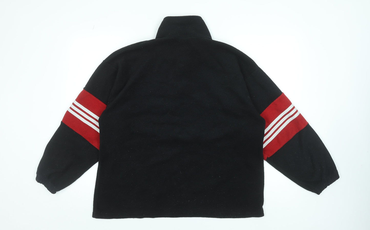 Adidas Mens Black Red 1/2 Zip Fleece Sweatshirt L Sports Pullover