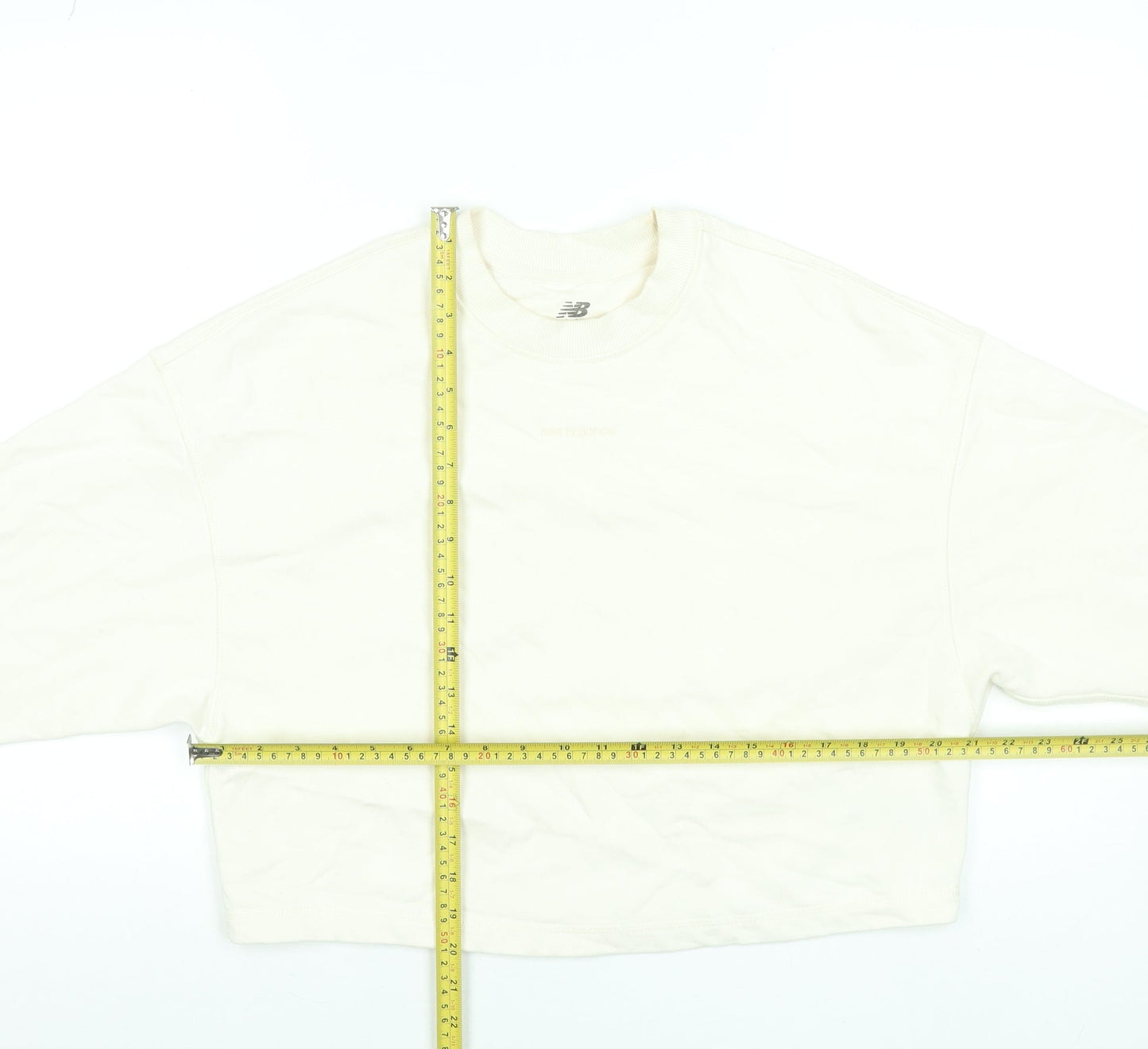 New Balance Women Ivory Cotton Crew Neck Pullover Sweatshirt M