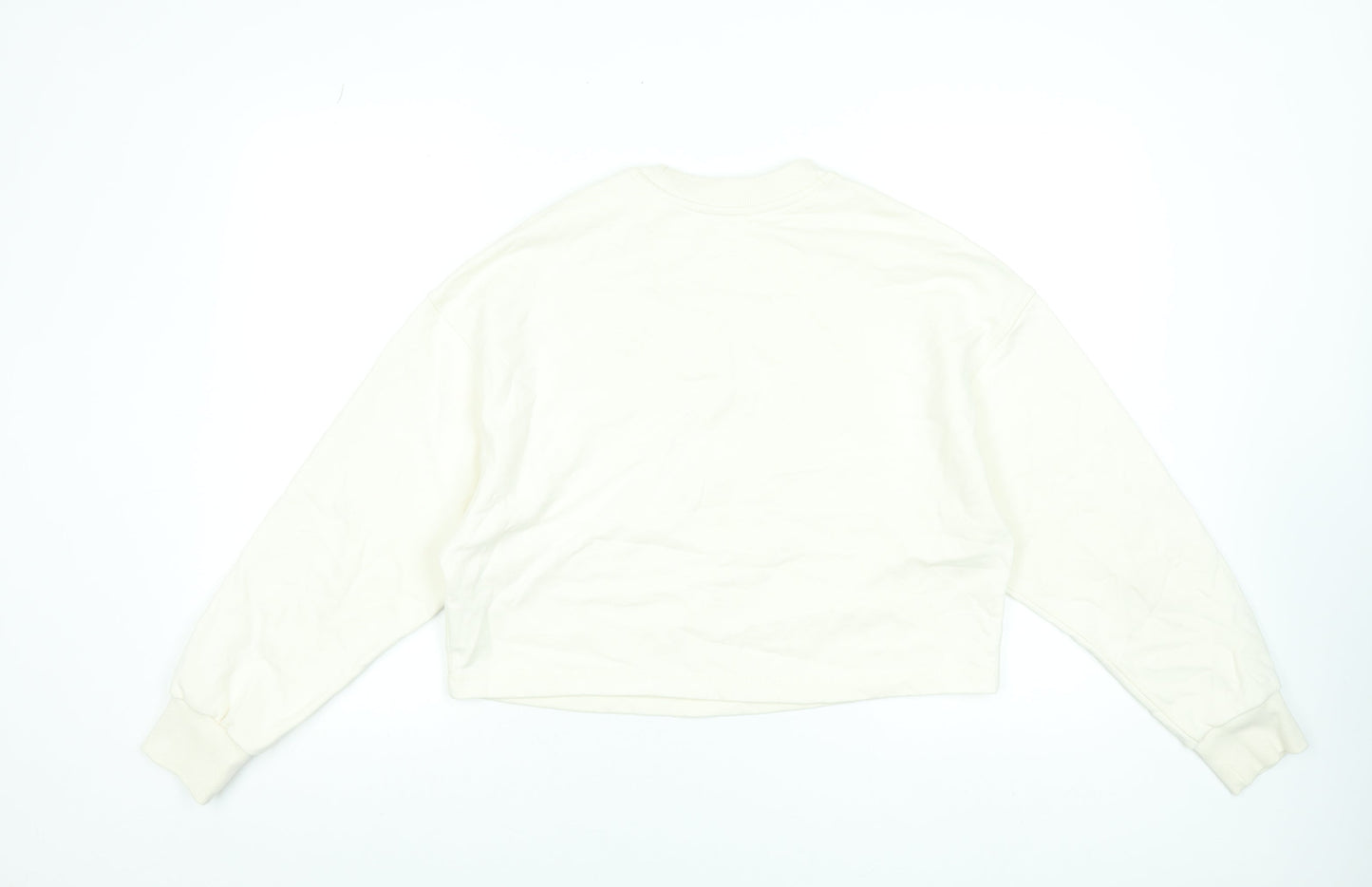 New Balance Women Ivory Cotton Crew Neck Pullover Sweatshirt M
