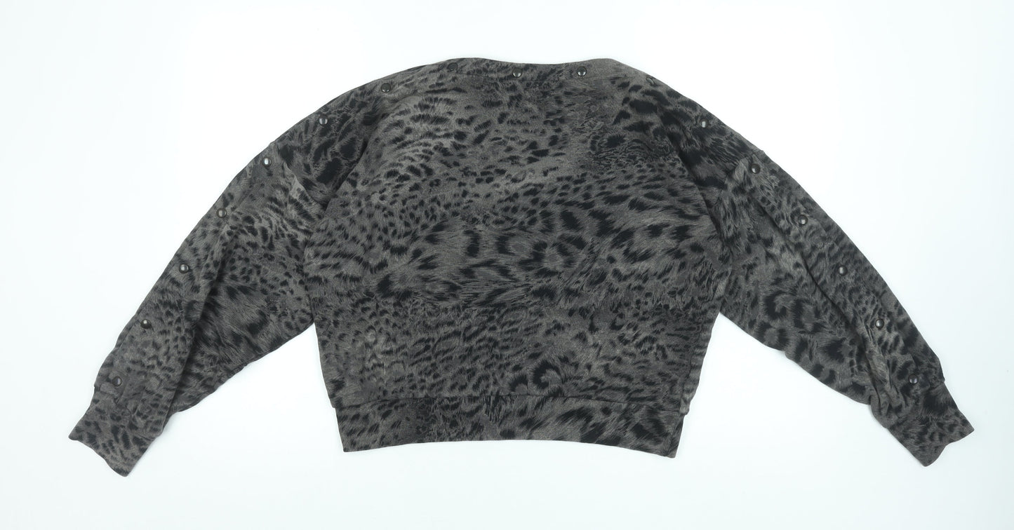 AllSaints Women’s Grey Animal Print Pullover Sweatshirt Small