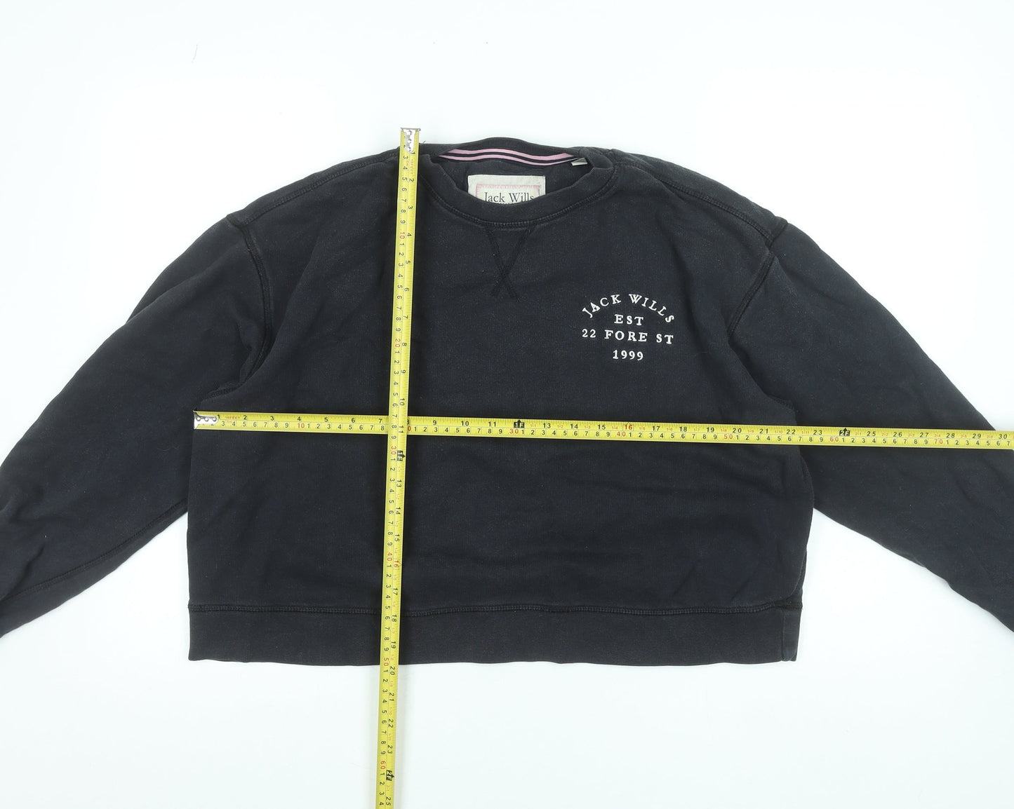 Jack Wills Womens Black UK 12 Cotton Crew Neck Pullover Sweatshirt