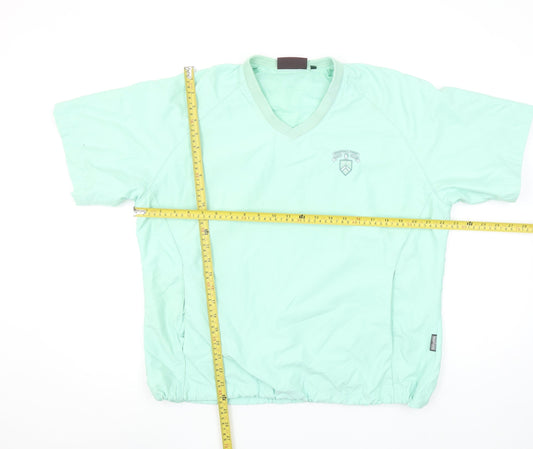 Glenmuir Mens Green Golf V-Neck Short Sleeve Pullover Top Size M
