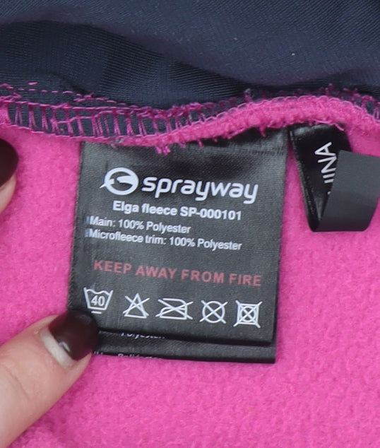 Additional view of Sprayway girls’ pink full zip fleece jacket age 12-13 lined lightweight outdoor