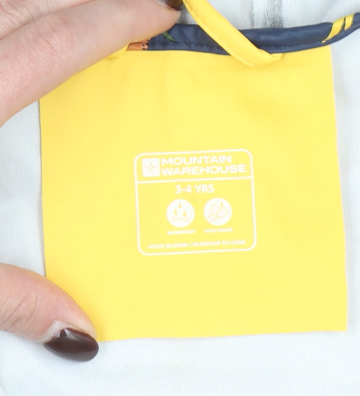 Mountain Warehouse Boys Blue Dinosaur Waterproof Rain Coat Jacket 3-4 Years