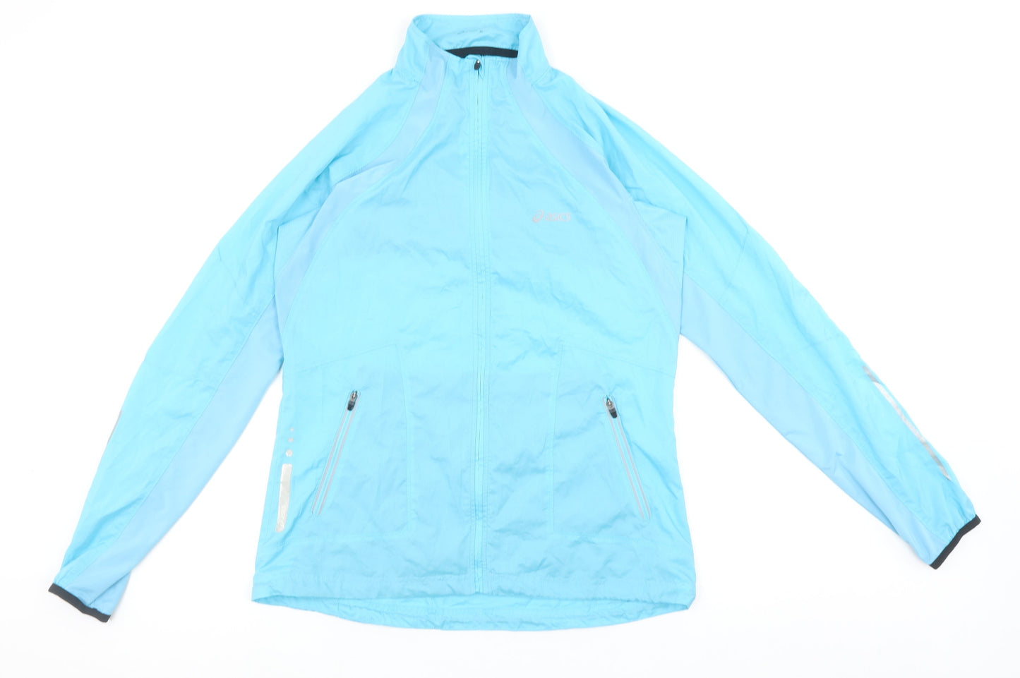 Asics Womens Blue Lightweight Windbreaker Jacket Size M Running