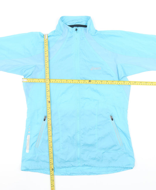 Asics Womens Blue Lightweight Windbreaker Jacket Size M Running