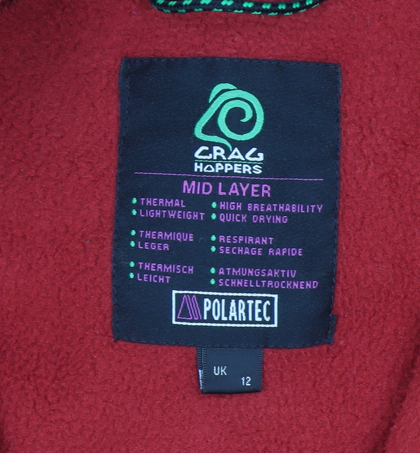 Craghoppers Women's Red Fleece Jacket UK 12 Thermal Mid Layer