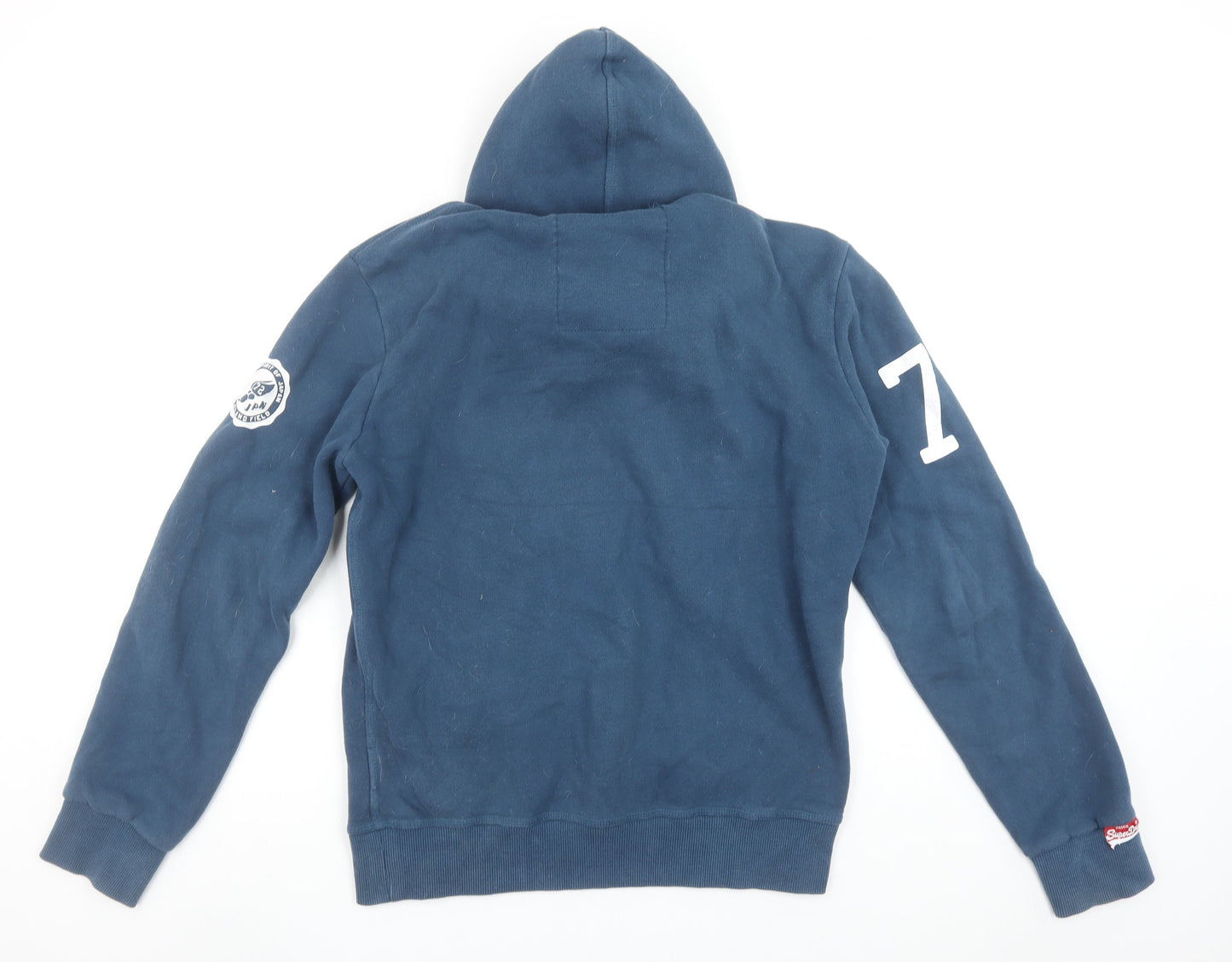 Superdry Mens Blue Pullover Hoodie M Sports Graphic Fleece