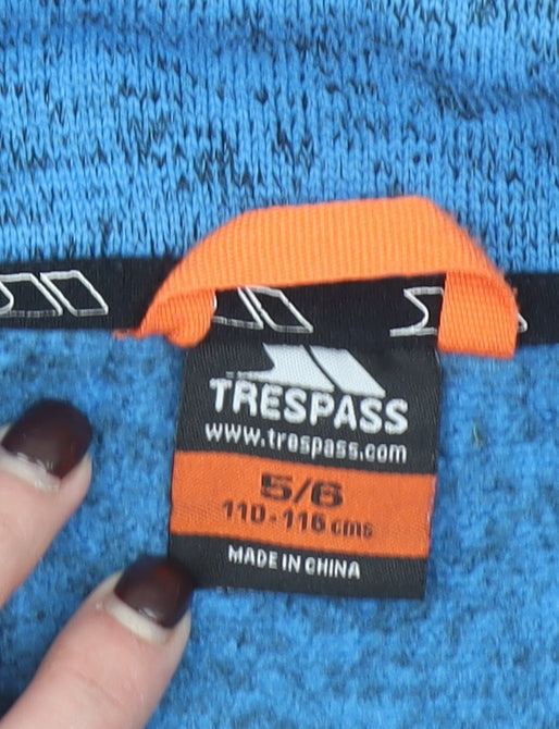 Trespass Girls Blue Full Zip Fleece Jacket 5-6 Years Outdoor Lightweight