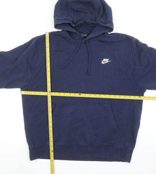 Nike Men's Blue Pullover Hoodie Large Logo Fleece Sweatshirt
